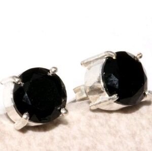 Black Onyx Gemstone 925 Sterling Silver Handmade Stud Earrings